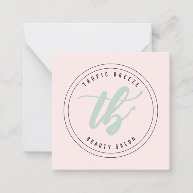 Tropic Breeze Aquamarin Minze & Pink Company Logo Mitteilungskarte (Vorderseite)