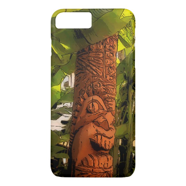 Tropic Garden Tiki Illustriert Hawaii Case-Mate iPhone Hülle (Rückseite)
