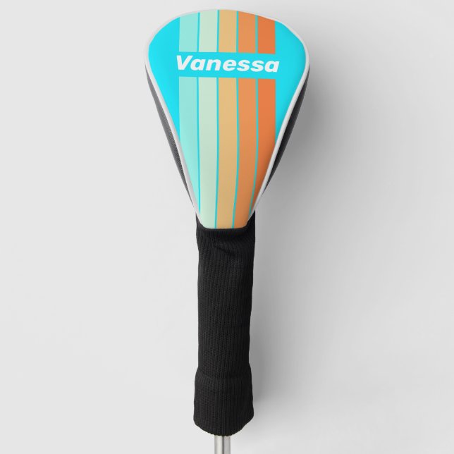Tropic Splash Pin Striped with Name Golf Headcover (Vorderseite)