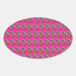 Tropica - Rosa Ovaler Aufkleber
