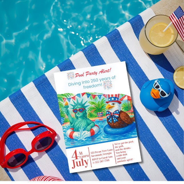 Tropical 250 Jahre des Freedom Pool Party Einladung (Tropical Semiquincentennial Pool Party Invitation)