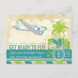 Tropical Airline Travel Save the Date Postcard Ankündigungspostkarte