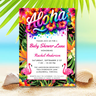 Tropical Aloha Baby Shower Luau  Einladung
