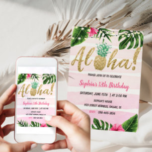 Tropical Aloha Birthday Einladung Hawaiian Einladu