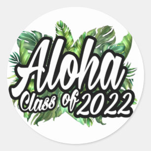Tropical Aloha Class of 2022 Hawaiian Luau Party Runder Aufkleber