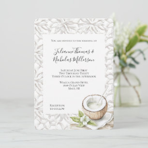 Tropical Aloha Coconut Blume Hochzeit Einladung