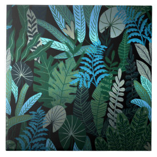 Tropical Aloha Exotic Blue Jungle Pattern Fliese