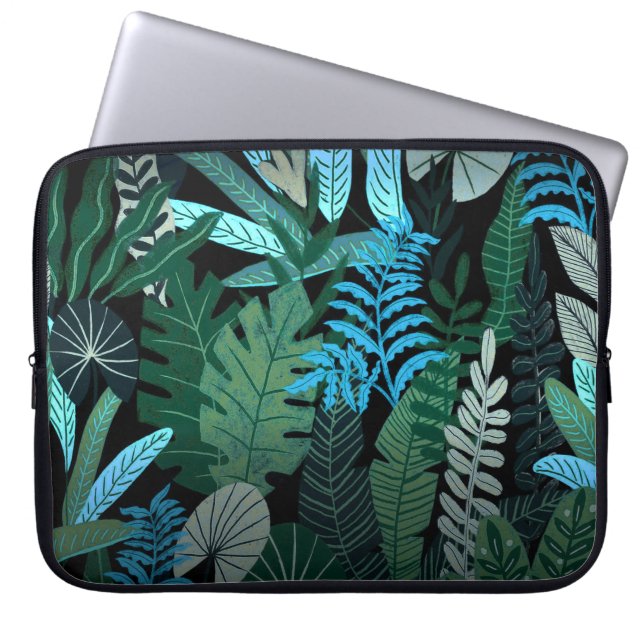 Tropical Aloha Exotic Blue Jungle Pattern Laptopschutzhülle (Vorderseite)