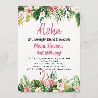 Tropical Aloha Flamingo Einladungs-Karte zum Gebur Einladung