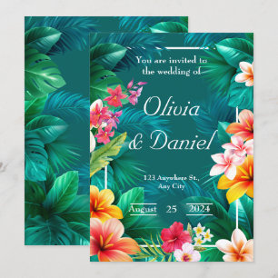 Tropical Aloha Floral Greenerity Wedding Einladung