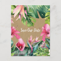 Tropical Aloha Floral Luau Kraft Save the Date
