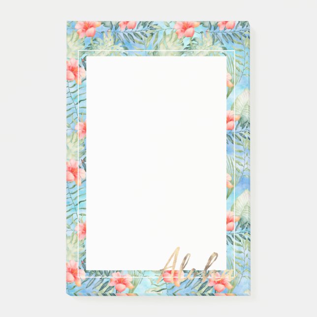 Tropical Aloha Hibiskus Floral Post-it Klebezettel (Vorderseite)