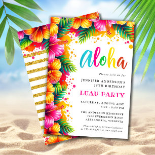 Tropical Aloha Luau Birthday Party Einladung