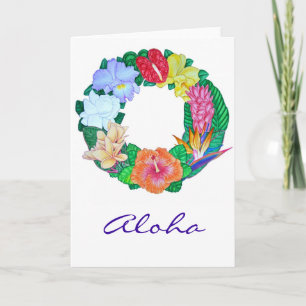 Tropical Aloha Wreath Feiertagskarte