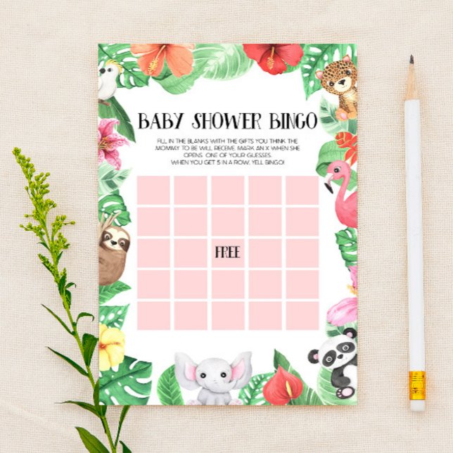 Tropical Animal Bingo Baby Showspiel Briefpapier (Von Creator hochgeladen)