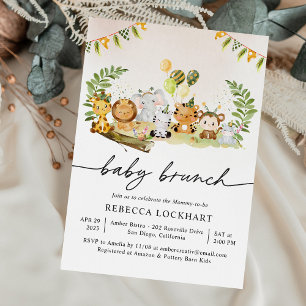 Tropical Animal Safari Thema Girl Baby Brunch Einladung