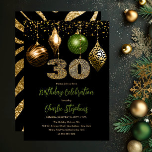 Tropical Animal Skin Baubles 30. Geburtstag Party Einladung