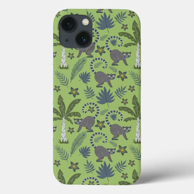 Tropical animals seamless pattern green and grey Case-Mate iPhone hülle (Rückseite)