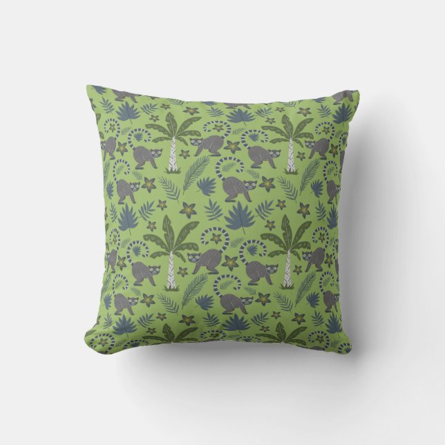Tropical animals seamless pattern green and grey kissen (Vorderseite)