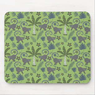 Tropical animals seamless pattern green and grey mousepad