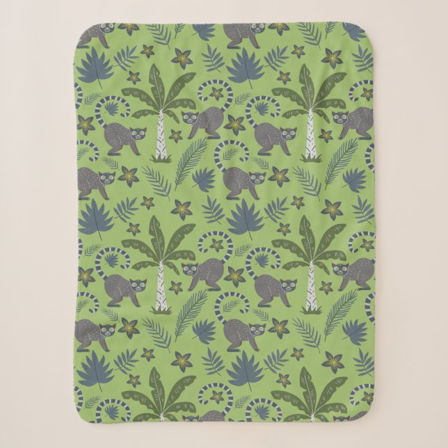 Tropical animals seamless pattern green and grey sherpadecke (Vorderseite)