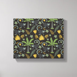 Tropical animals seamless pattern monkey palm tree leinwanddruck