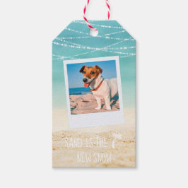 Tropical Aqua Beach Warm wünscht zweiseitiges Foto Geschenkanhänger