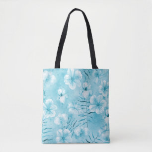 Tropical Aqua White Orchias Hibiskus Floral Tasche