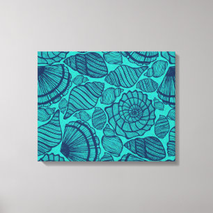 Tropical Aquamarin Beach Seashells Leinwanddruck