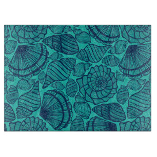 Tropical Aquamarin Beach Seashells Schneidebrett