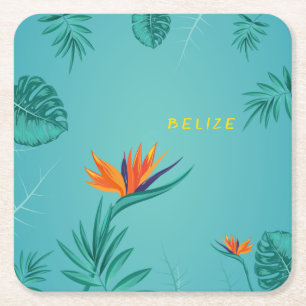 Tropical Aquamarin Blue Green Palm Monogram Belize Rechteckiger Pappuntersetzer
