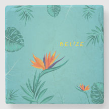 Tropical Aquamarin Blue Green Palm Monogram Belize