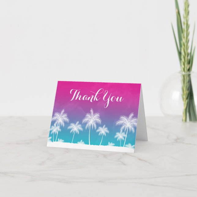 Tropical Aquamarin Blue Pink Vielen Dank Dankeskarte (Vorderseite)