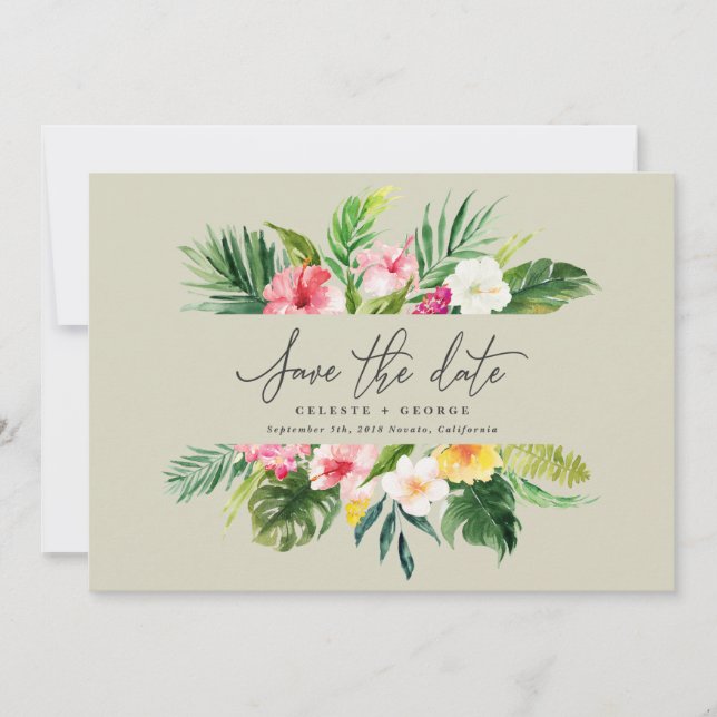 Tropical aquarelle floral save the date (Devant)