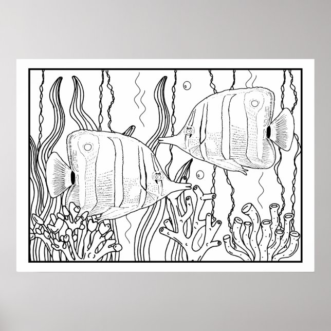 Tropical Aquarium Fish DIY Coloring Poster (Vorne)