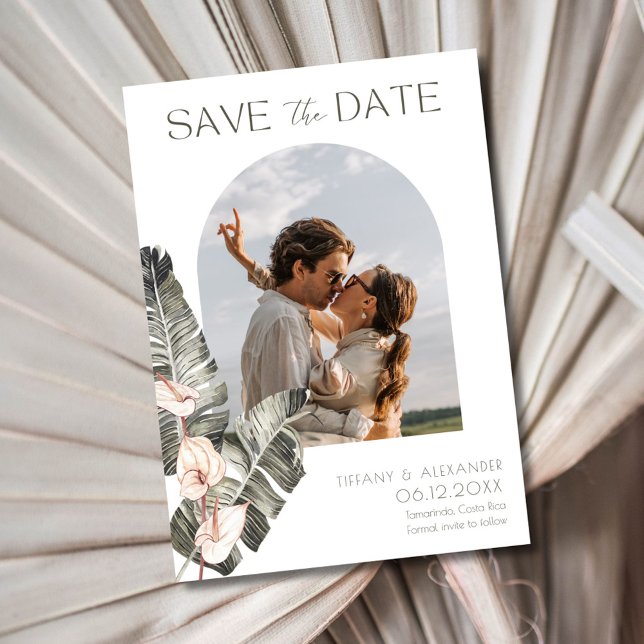 Tropical Arch Foto Beach Hochzeit Save The Date (Tropical Arch Photo Beach Wedding Save The Date)