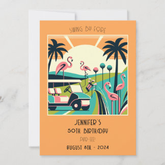 Tropical Art Deco Golf 50. Geburtstagsparty Einladung