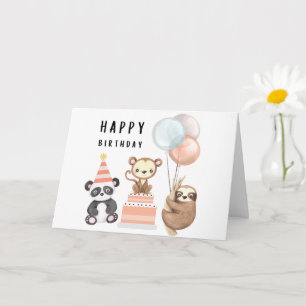Tropical Baby Animal Birthday Card  Karte