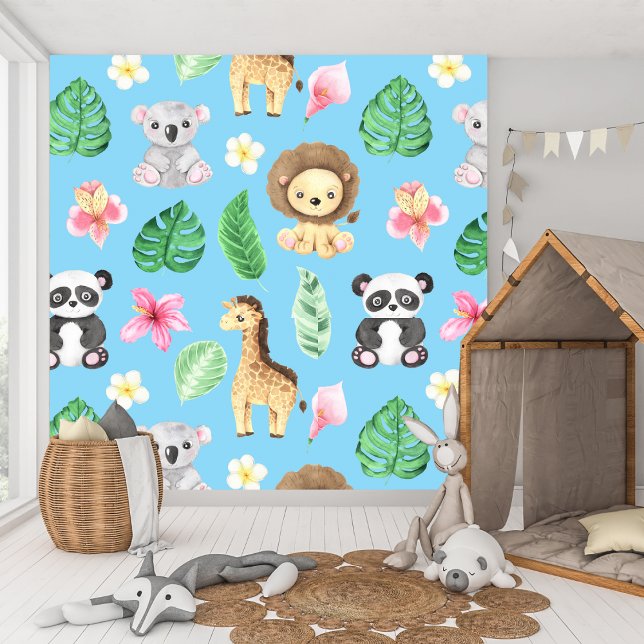 Tropical Baby Animals Kinderzimmer und Spielplatz Tapete (Von Creator hochgeladen)