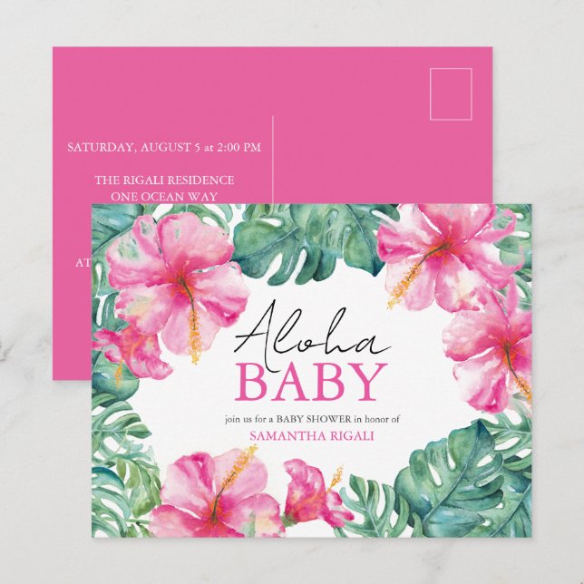 Tropical Baby Shower Einladungen Aloha Postcard (Vorne/Hinten)