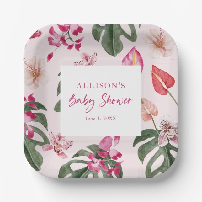 Tropical Baby Shower Pappteller (Vorderseite)
