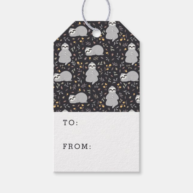 Tropical Baby Sloth Pattern Geschenkanhänger (Vorderseite)