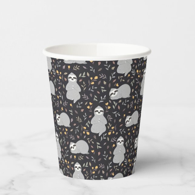 Tropical Baby Sloth Pattern Pappbecher (Links)