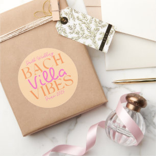 Tropical Bach Villa Vibes Pink Junggesellinnenabsc Runder Aufkleber