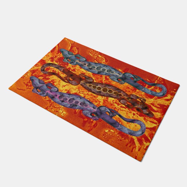 TROPICAL BALI LIZARD Rot blaue violette + Ihre Ide Fußmatte (Schrägansicht)