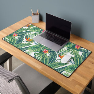 Tropical Banana Monstera Palm Blätter & Blume Schreibtischunterlage