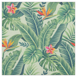 Tropical Banana Monstera Palm Blätter & Blume Stoff