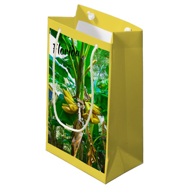 Tropical Banana Palm Tree St Augustine Florida Kleine Geschenktüte (Vorderseite Schrägansicht)