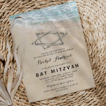 Tropical Bat Mitzvah Einladung<br><div class="desc">Strandbezogene Fledermausmitzvah-Party Einladungen mit einem sommerlichen tropischen Inselhintergrund, ein Vintager Sandstrand mit dem Stern der Dämmerung in der Küste, und eine Mitzvah-Vorlage, die leicht zu personalisieren ist.</div>