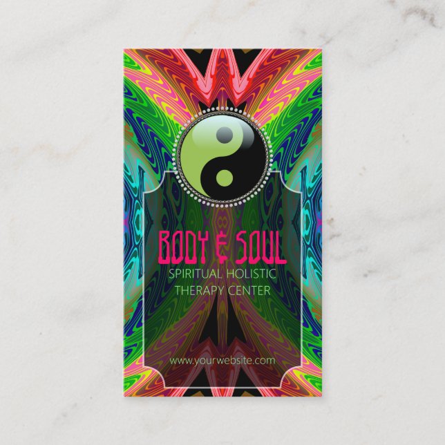Tropical Batik New Age Yin Yang Business Cards Visitenkarte (Vorderseite)